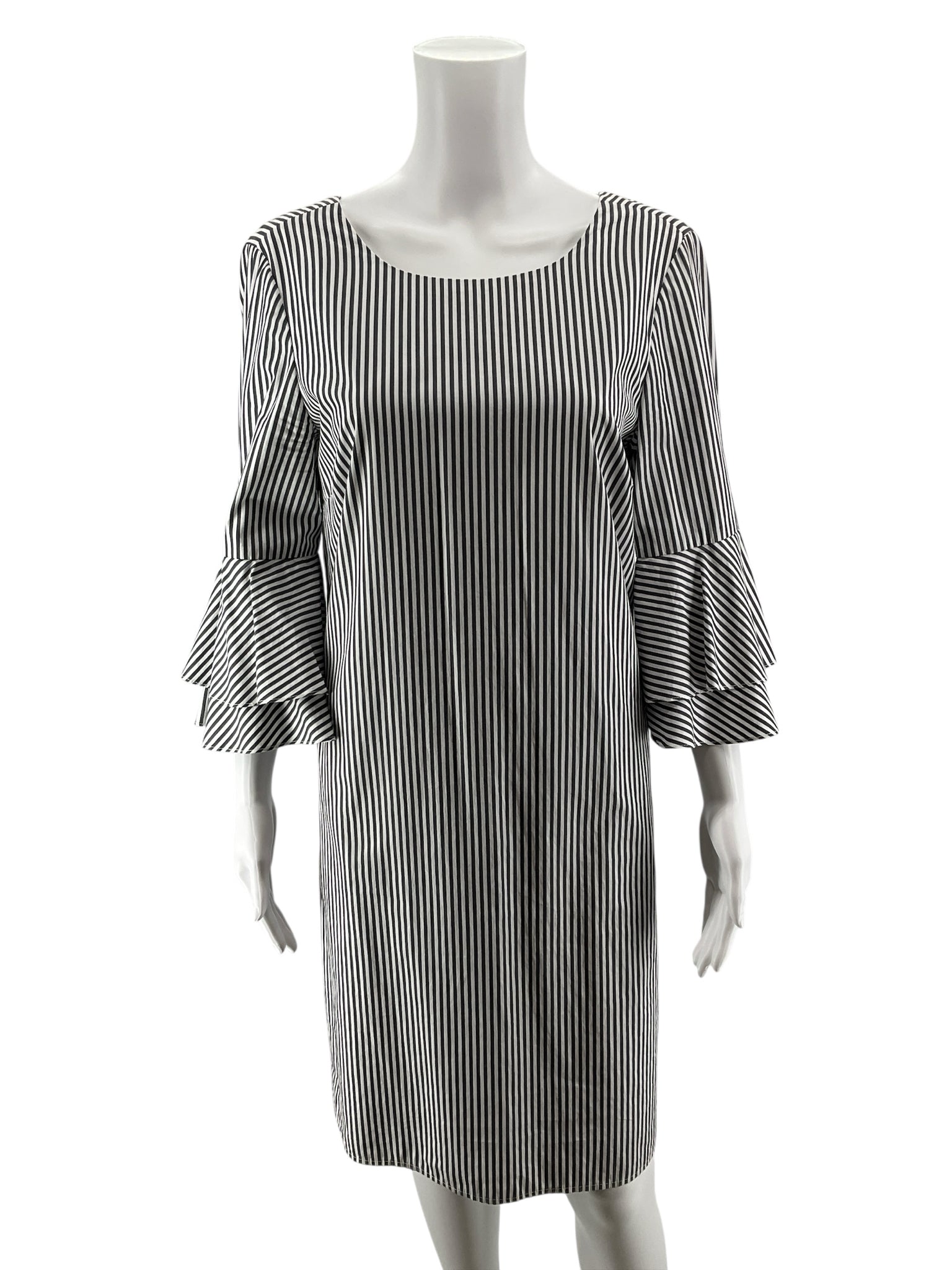 cappagallo Size 6 gray/white Stripe Pre-Owned Ladies Dress