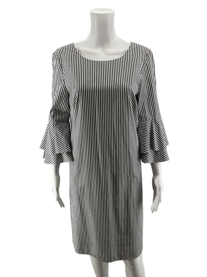 cappagallo Size 6 gray/white Stripe Pre-Owned Ladies Dress