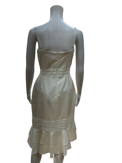 Antonio Melani Off White Smocked Tiered Midi Dress Size 8