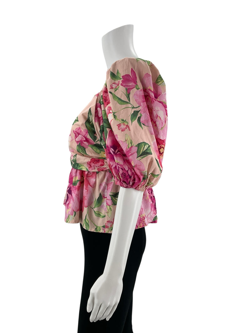 Buddy Love Pink Floral Pre-Owned Ladies Top - Size Medium - Margaret’s Fine Consignment