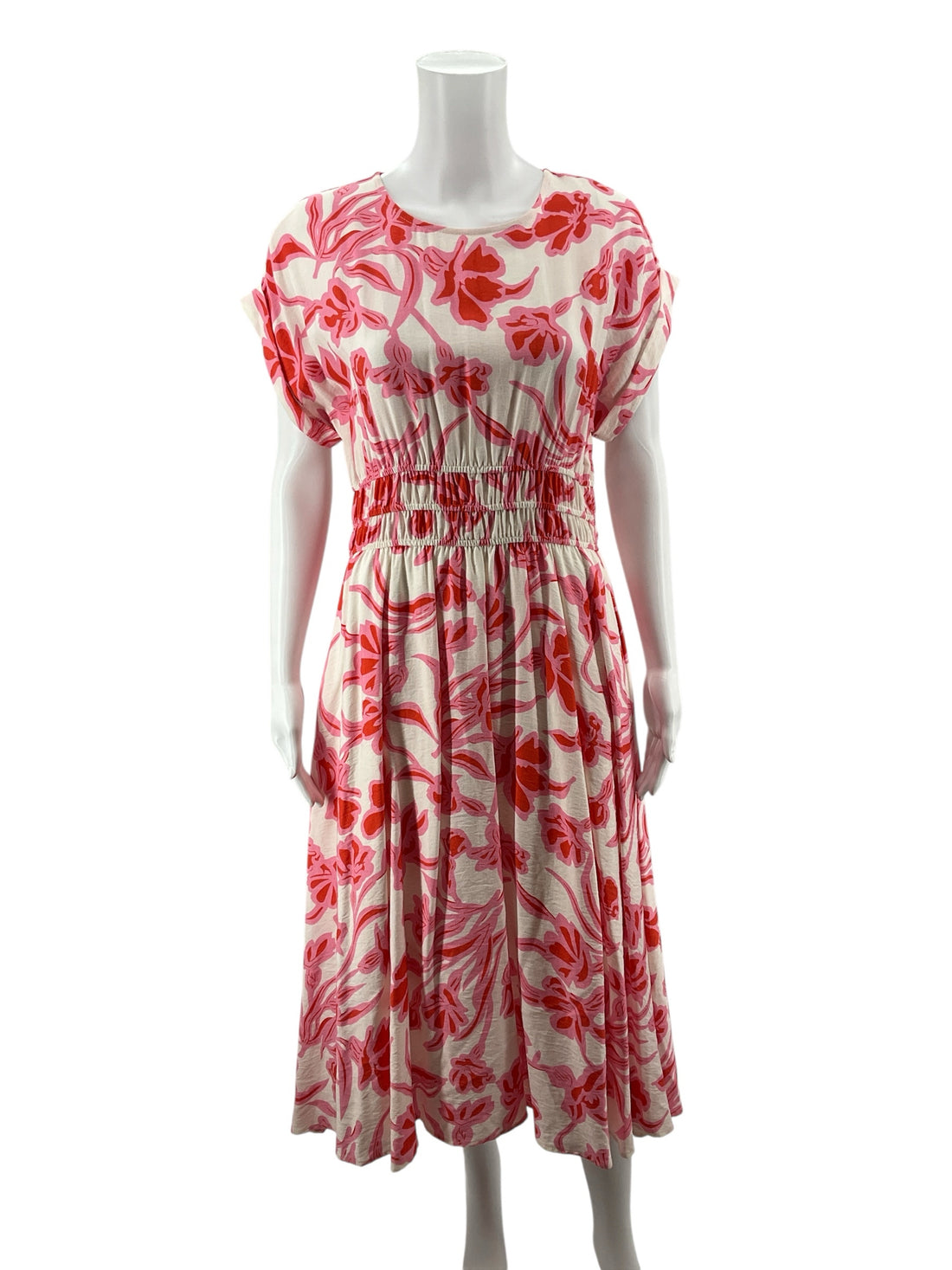 She + Sky White/Pink/Orange Floral Pre-Owned Ladies New With Tags Dress - Size Large