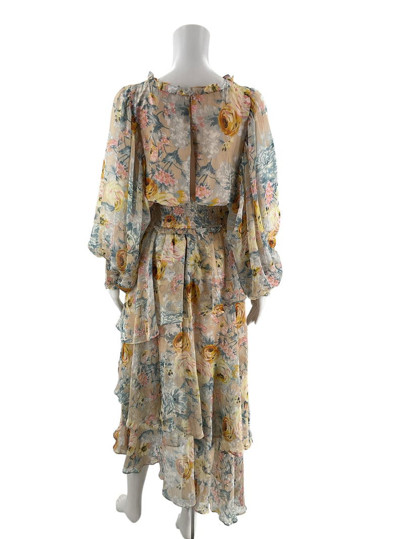 Elliatt Yellow/Blue Floral Pre-Owned Ladies Dress - Size Small - Margaret’s Fine Consignment