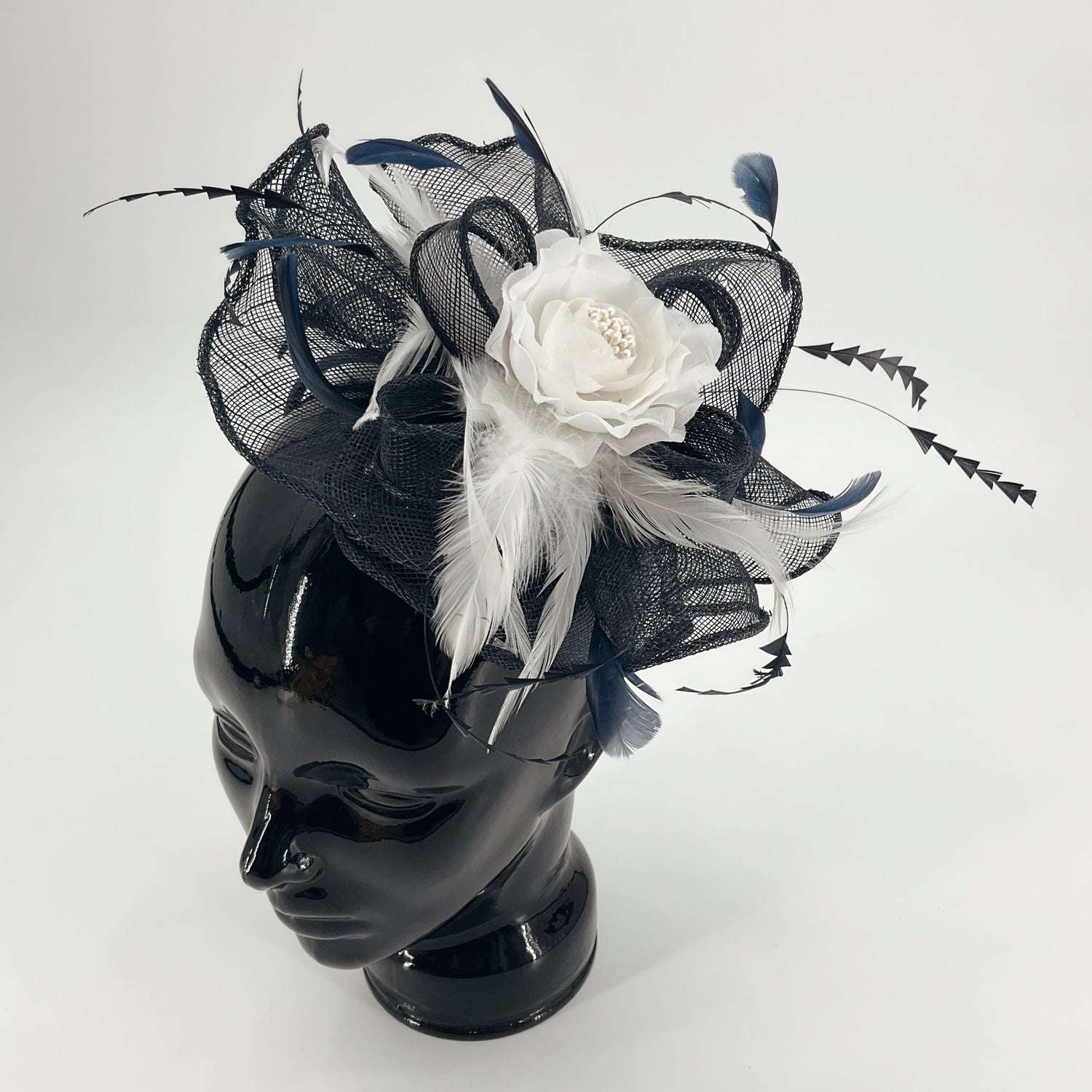 No Brand Navy/White Flower Fascinator