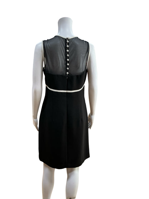Ann Taylor Mesh Yoke Colorblock Sheath Dress Black Cream Size 6