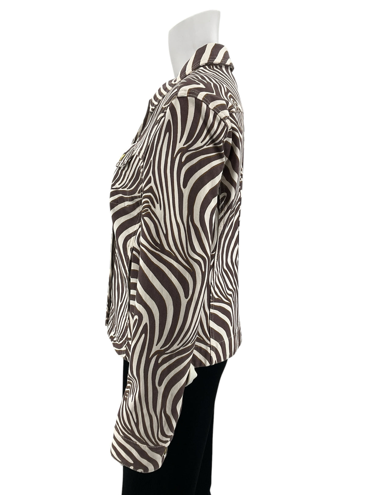 J. McLaughlin Zebra Swirl Print Cotton Stretch Jacket | Size Medium