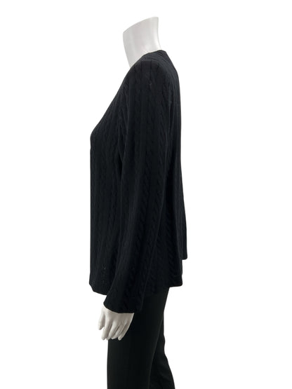 St. John Collection by Marie Gray Black Cable Knit Button Front Cardigan Size 8