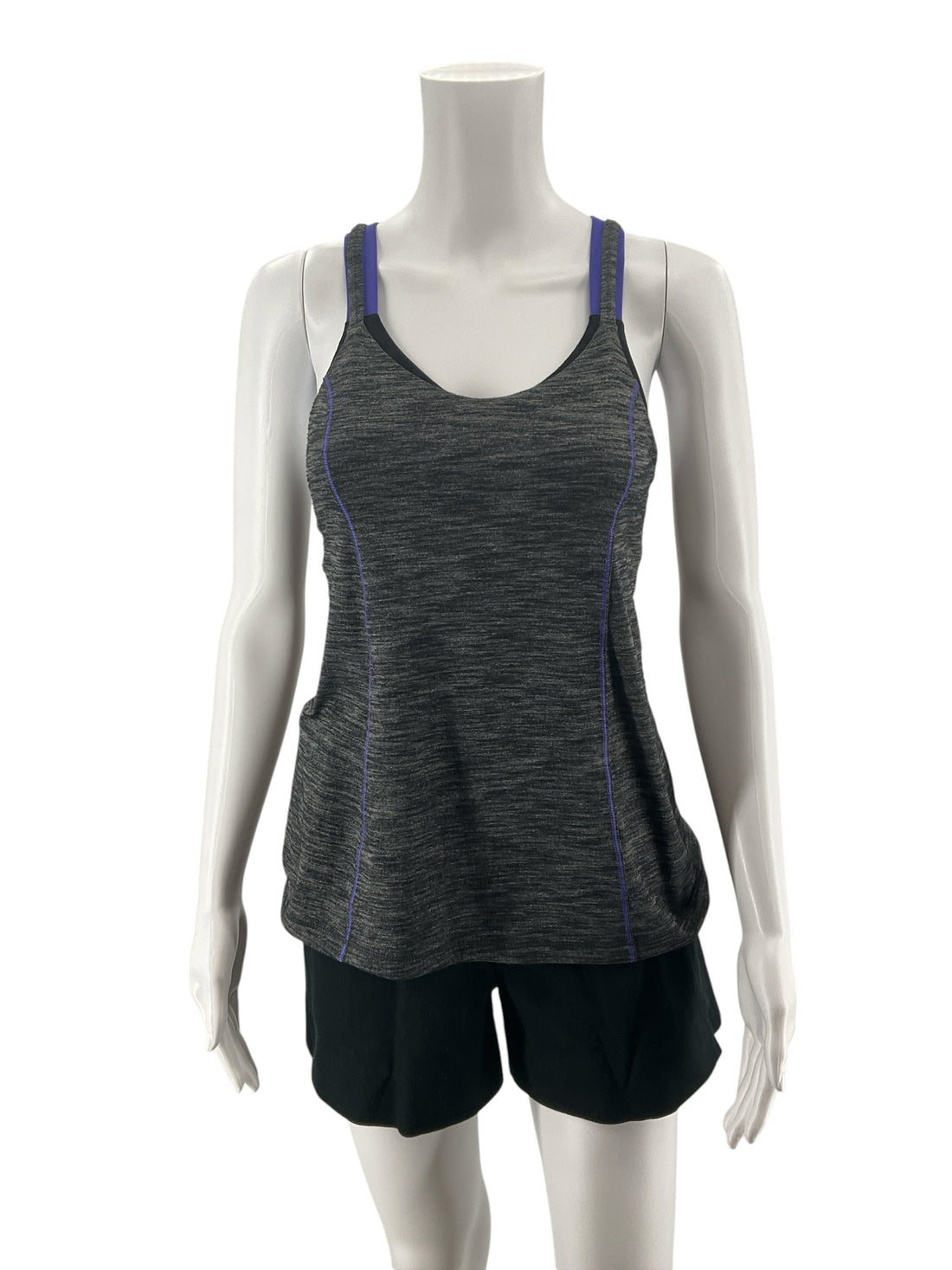 Lululemon Push Ur Limits Tank Heathered Gray Purple Strappy Top Size 6 - ONLINE ONLY