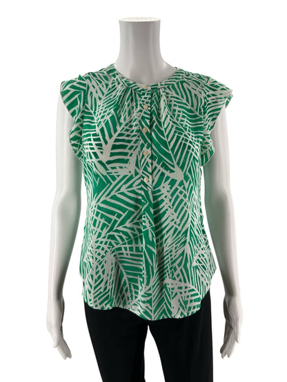 Talbots Green/White Print Pre-Owned Ladies Top - Size 4 Petite