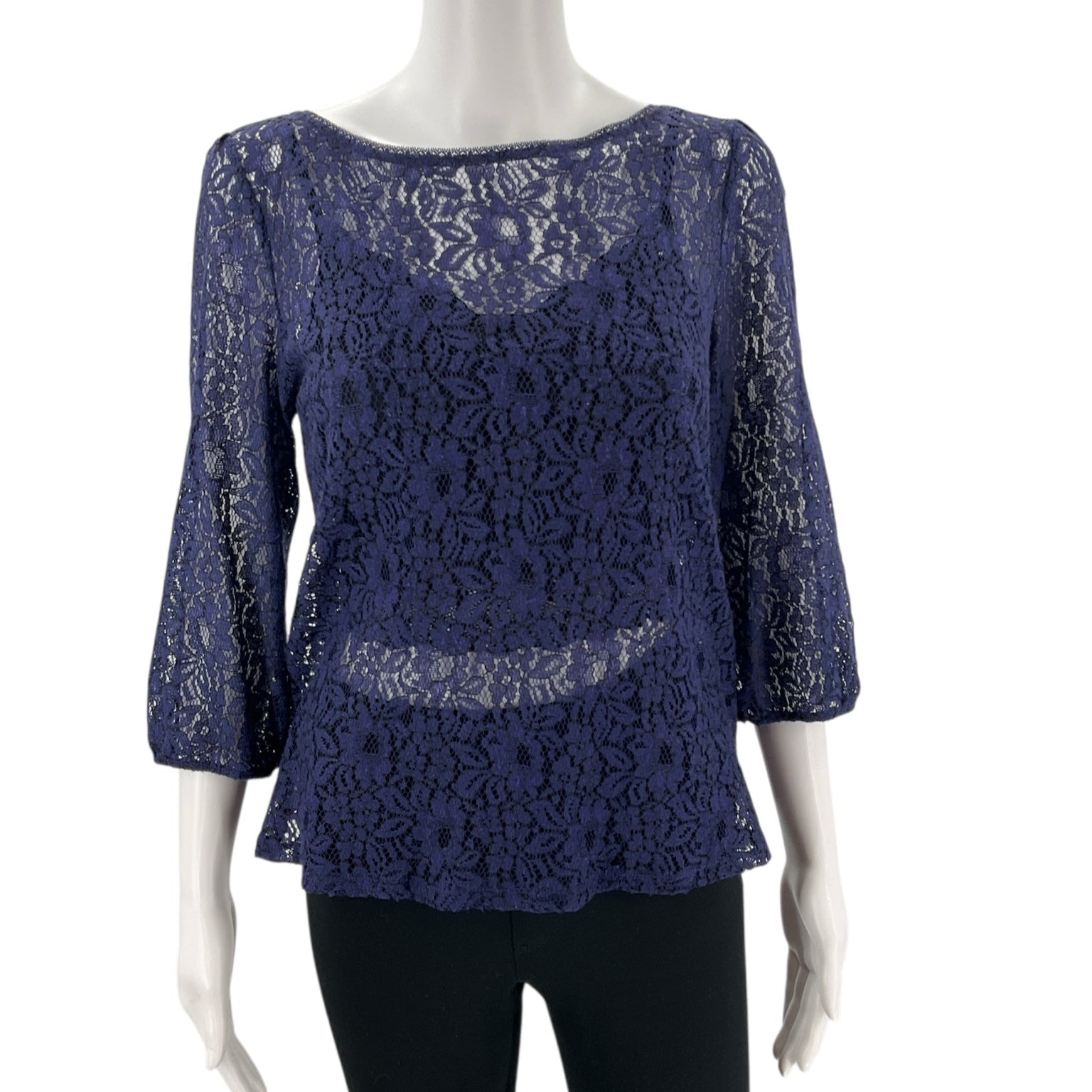 Loft Blue Lace Pre-Owned Ladies Top - Size Medium - Margaret’s Fine Consignment
