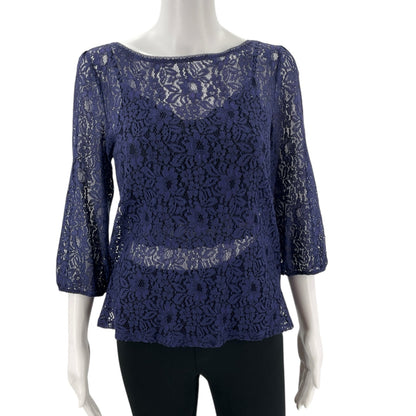 Loft Blue Lace Pre-Owned Ladies Top - Size Medium - Margaret’s Fine Consignment
