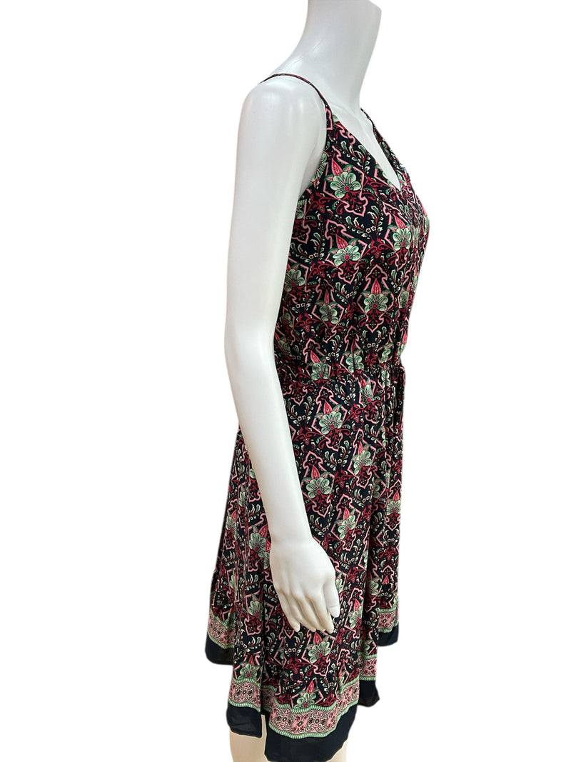 Pretty Garden Navy/Pink/Green Print Pre-Owned Ladies Dress - Size Medium - Margaret’s Fine Consignment