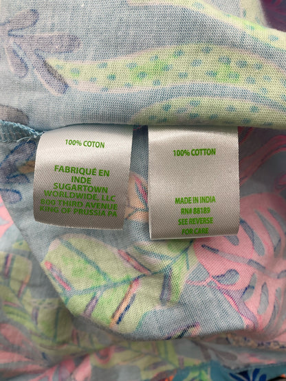 Lilly Pulitzer Blue/Pink/Green Floral Pre-Owned Ladies Dress - Size Medium