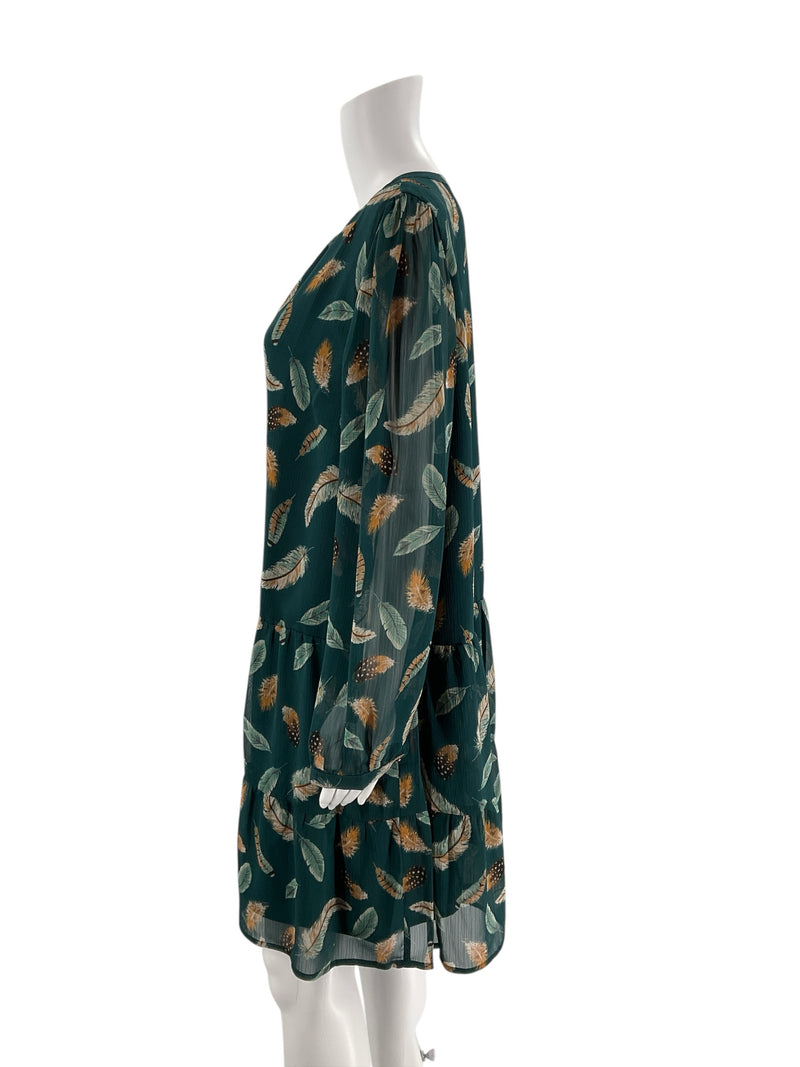 Loft Teal/Tan Feathers Pre-Owned Ladies Dress - Size XL