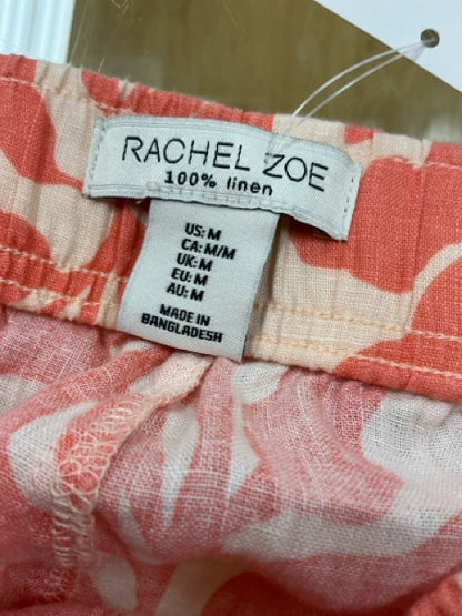 Rachel Zoe Coral Leaf Print Wide Leg Linen Crop Pants Size Medium - ONLINE ONLY