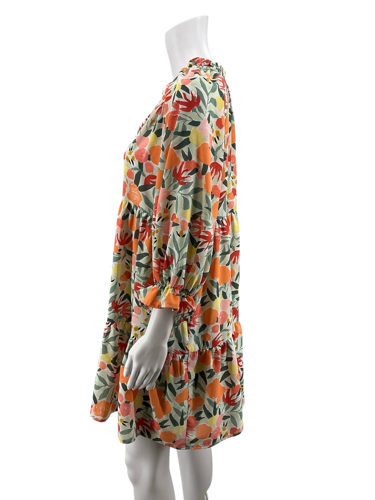 Entro Floral Ruffle V-Neck Tiered Babydoll Dress Size Small - ONLINE ONLY