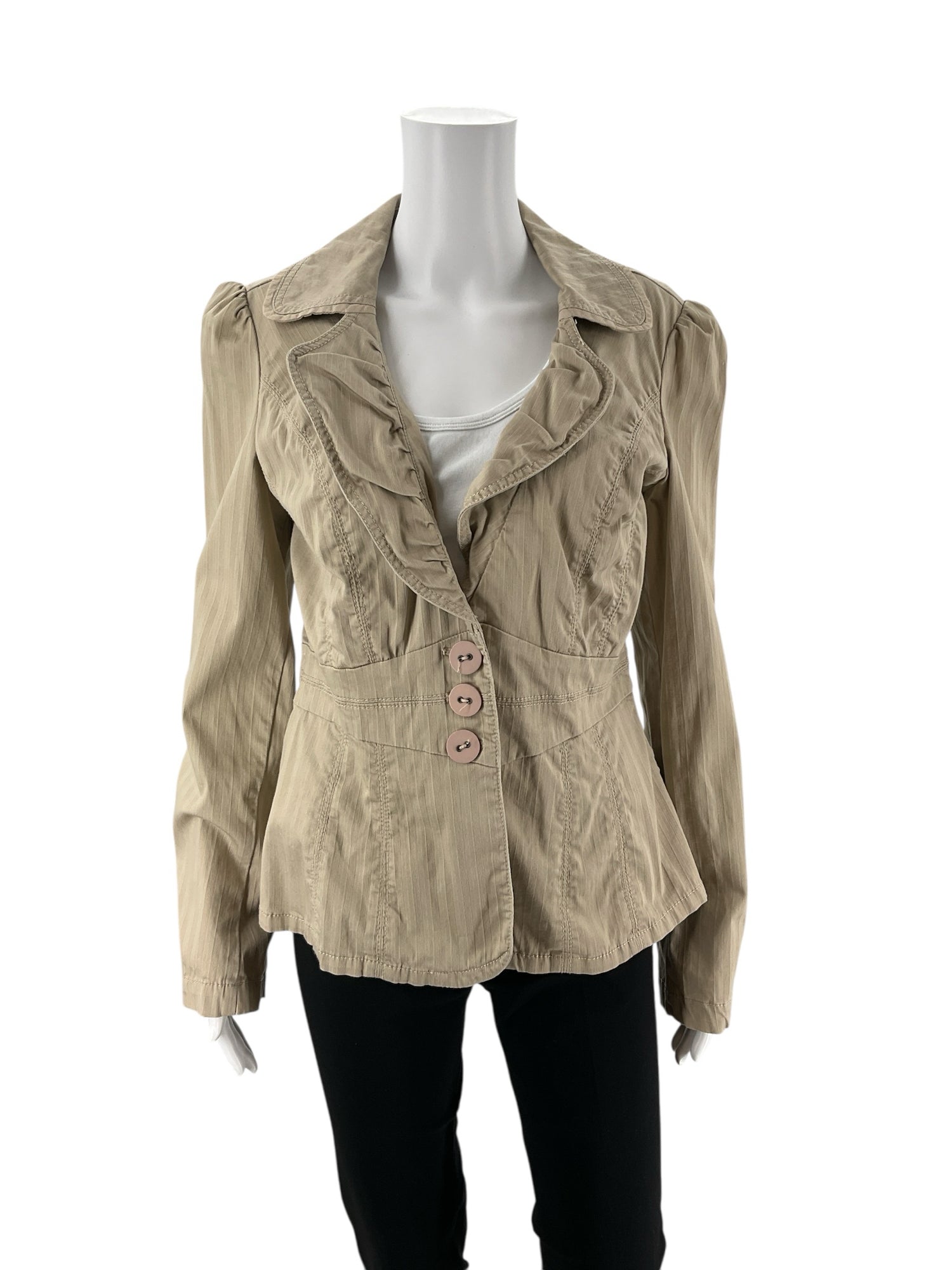 DKNY Jeans Khaki Solid Pre-Owned Ladies Jacket - Size Medium