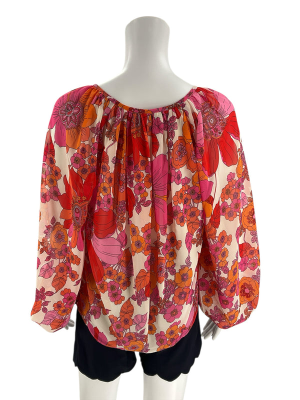 Trina Turk Orange/Multi Floral Pre-Owned Ladies Top - Size XS - Margaret’s Fine Consignment