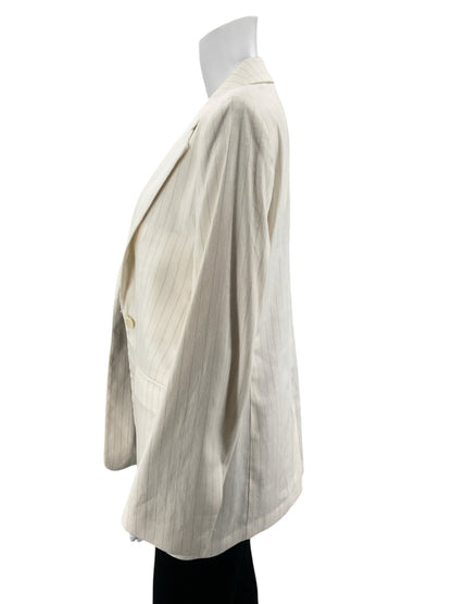 Banana Republic Cream Pinstripe Single Button Blazer | Size 10 | Career