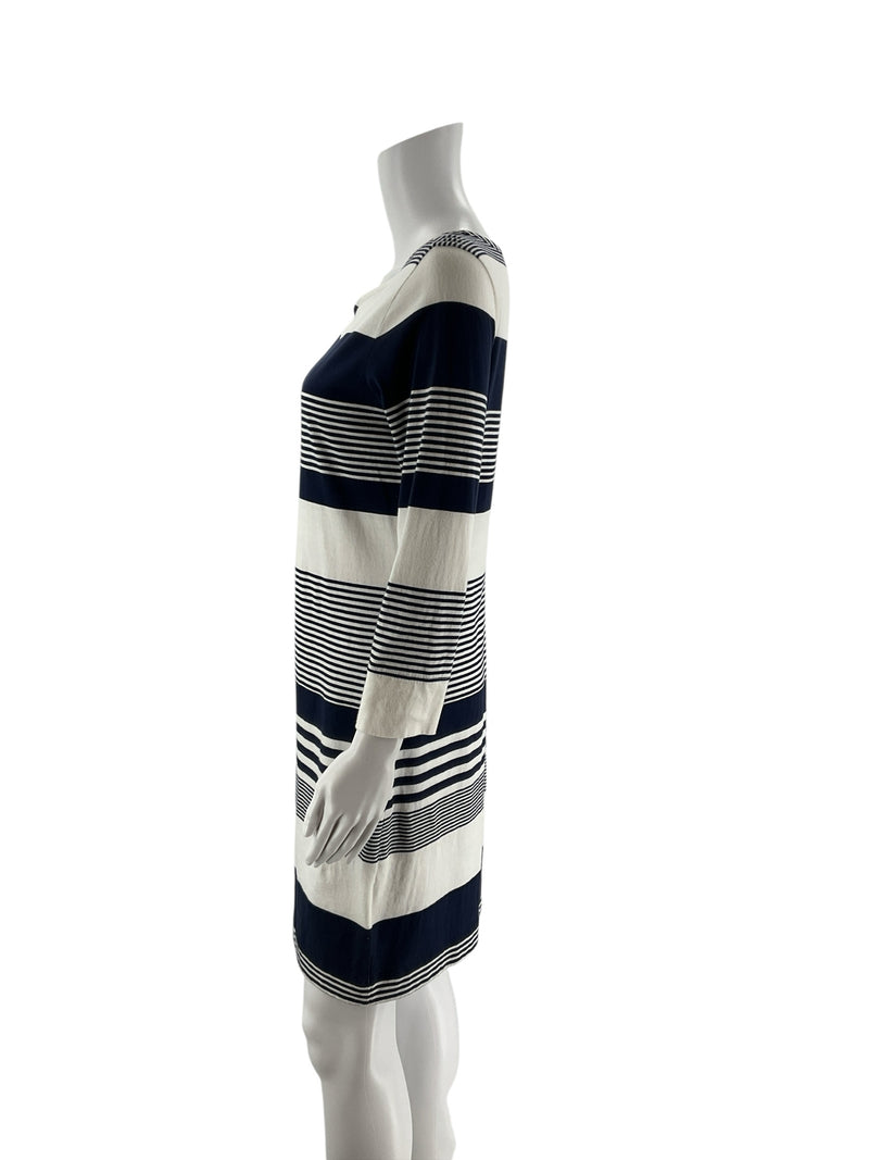 Lilly Pulitzer White/Navy Stripe Pre-Owned Ladies Dress - Size Medium