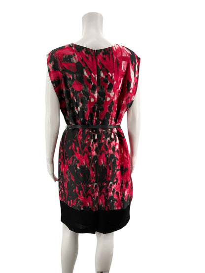 Anne Klein Pink/Black Print Pre-Owned Ladies Dress - Size 12 Petite