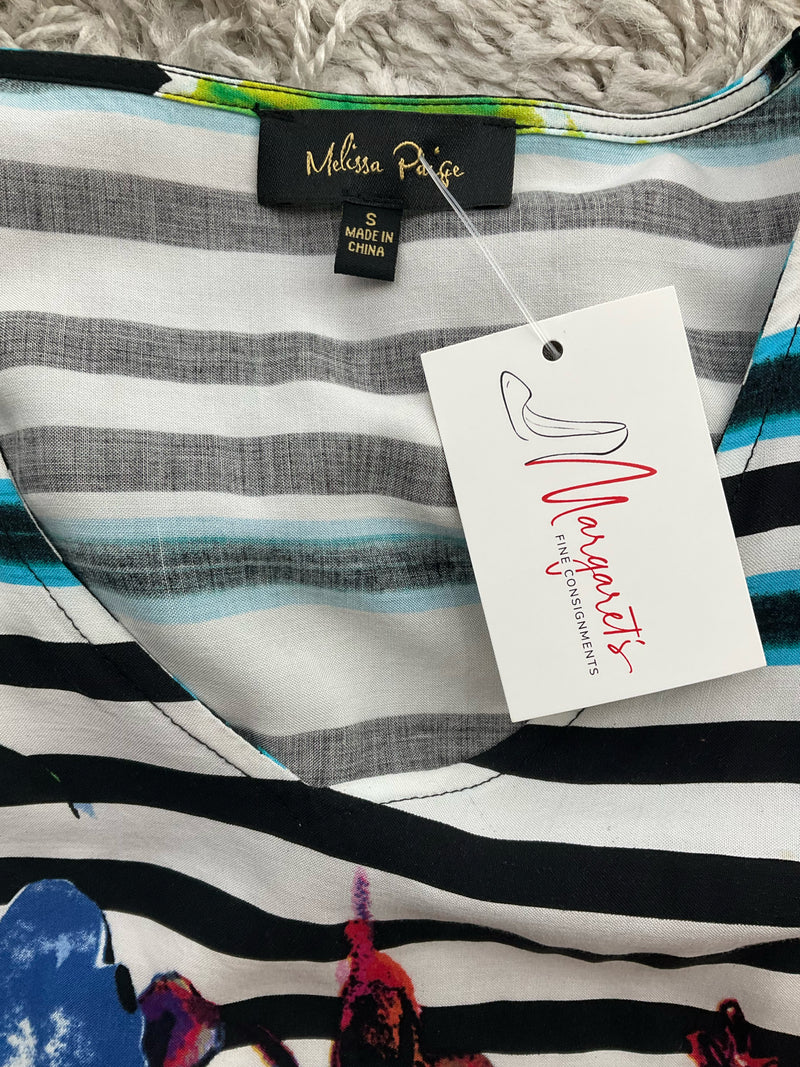 Melissa Paige White/Black/Multi Floral Pre-Owned Dress - Size Small