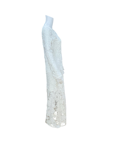 Johnny Was Arina White Floral Lace Maxi Dress Boho Long Sleeve XS - ONLINE ONLY