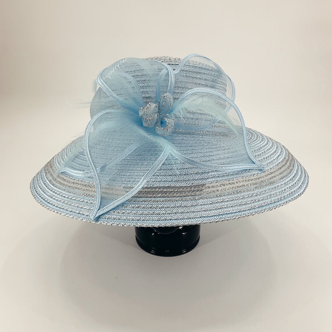 August Hat Co. Baby Blue Flower Derby Hat