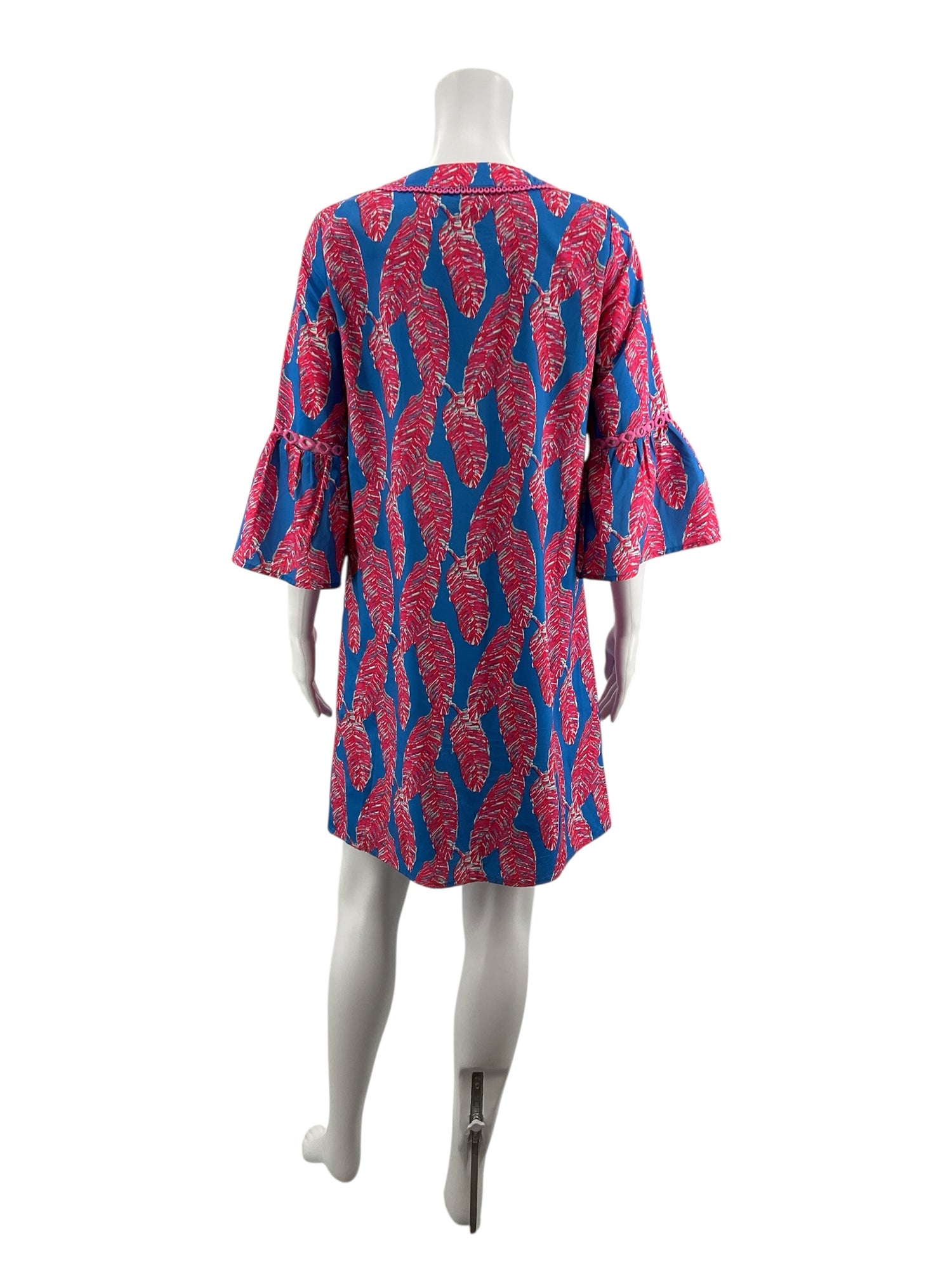 Jade Blue/Pink Feathers Pre-Owned Ladies Dress - Size Small