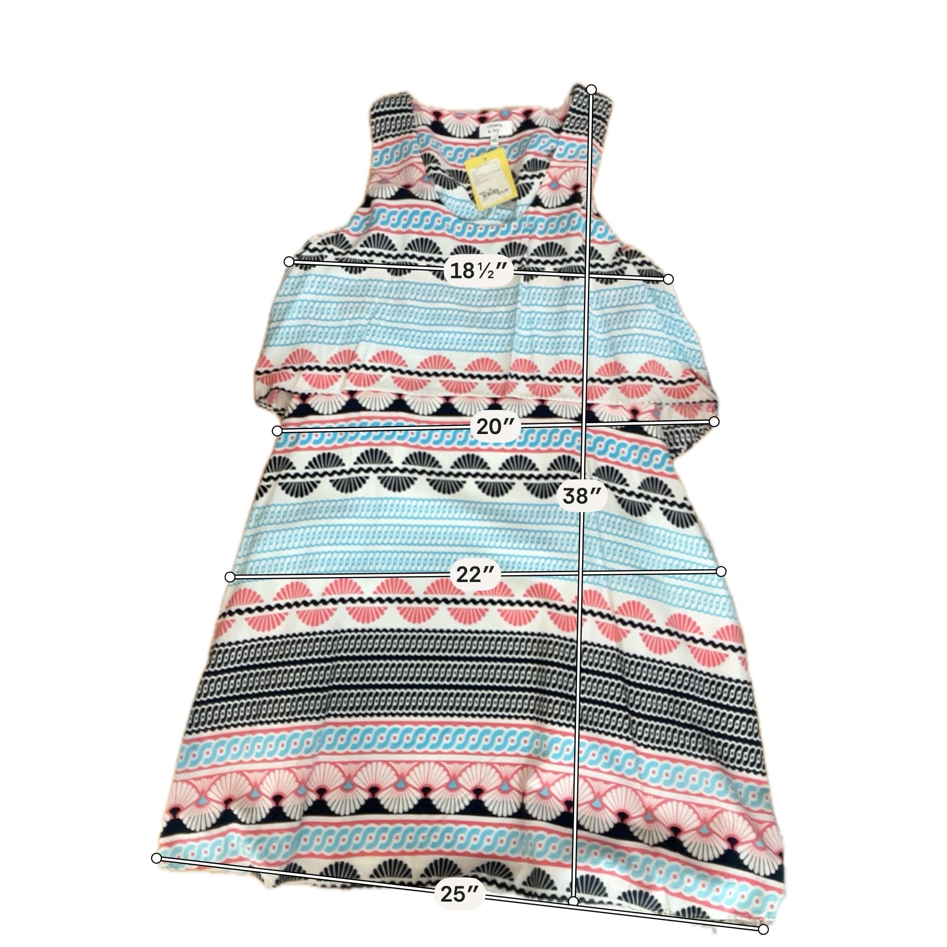 Crown &amp;amp; Ivy Dress Size 16 White Aqua Pink Tribal Print Sleeveless Shift