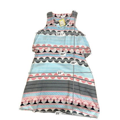 Crown &amp;amp; Ivy Dress Size 16 White Aqua Pink Tribal Print Sleeveless Shift