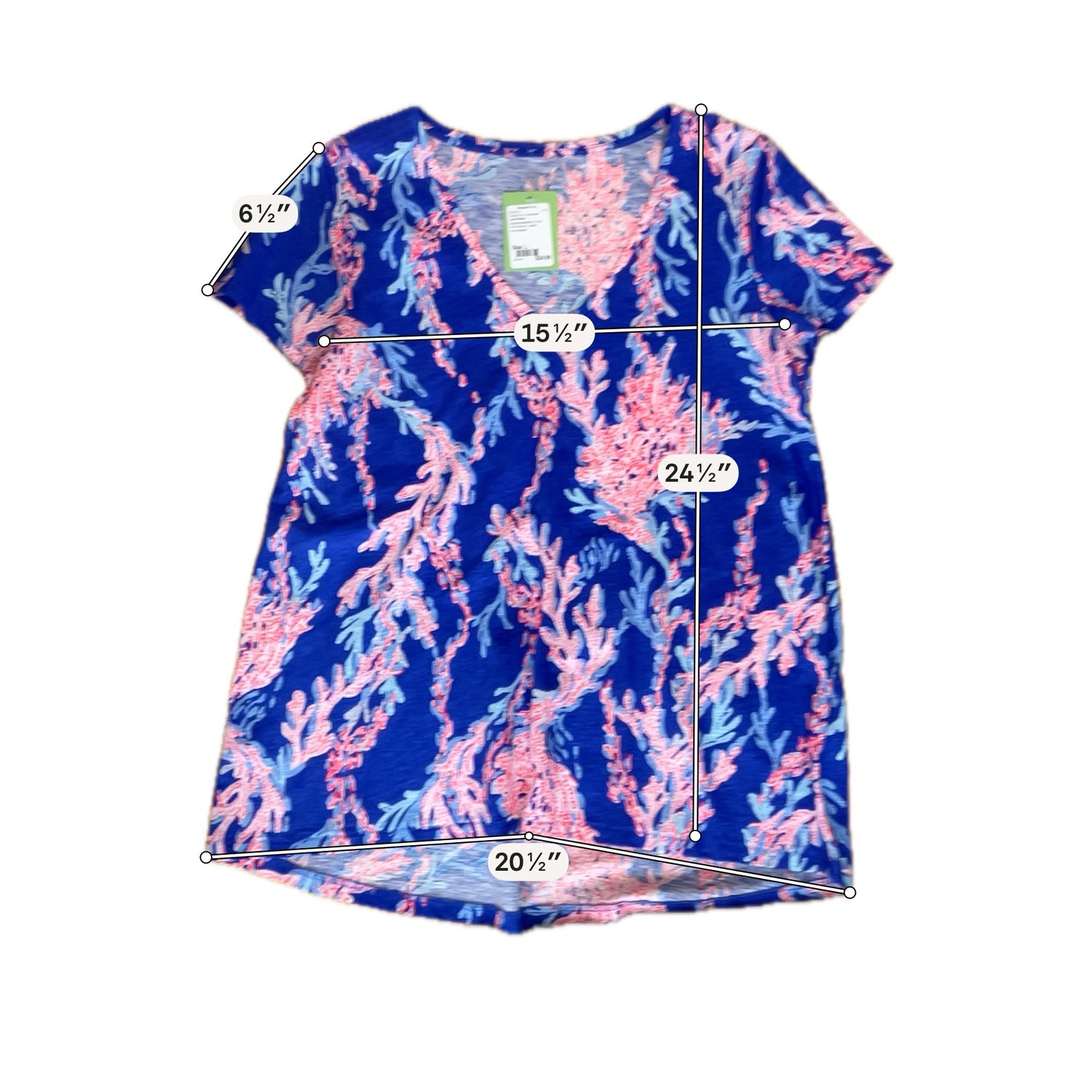 Lilly Pulitzer Valli V-Neck Top You Gotta Regatta Coral Print Tee Size Large