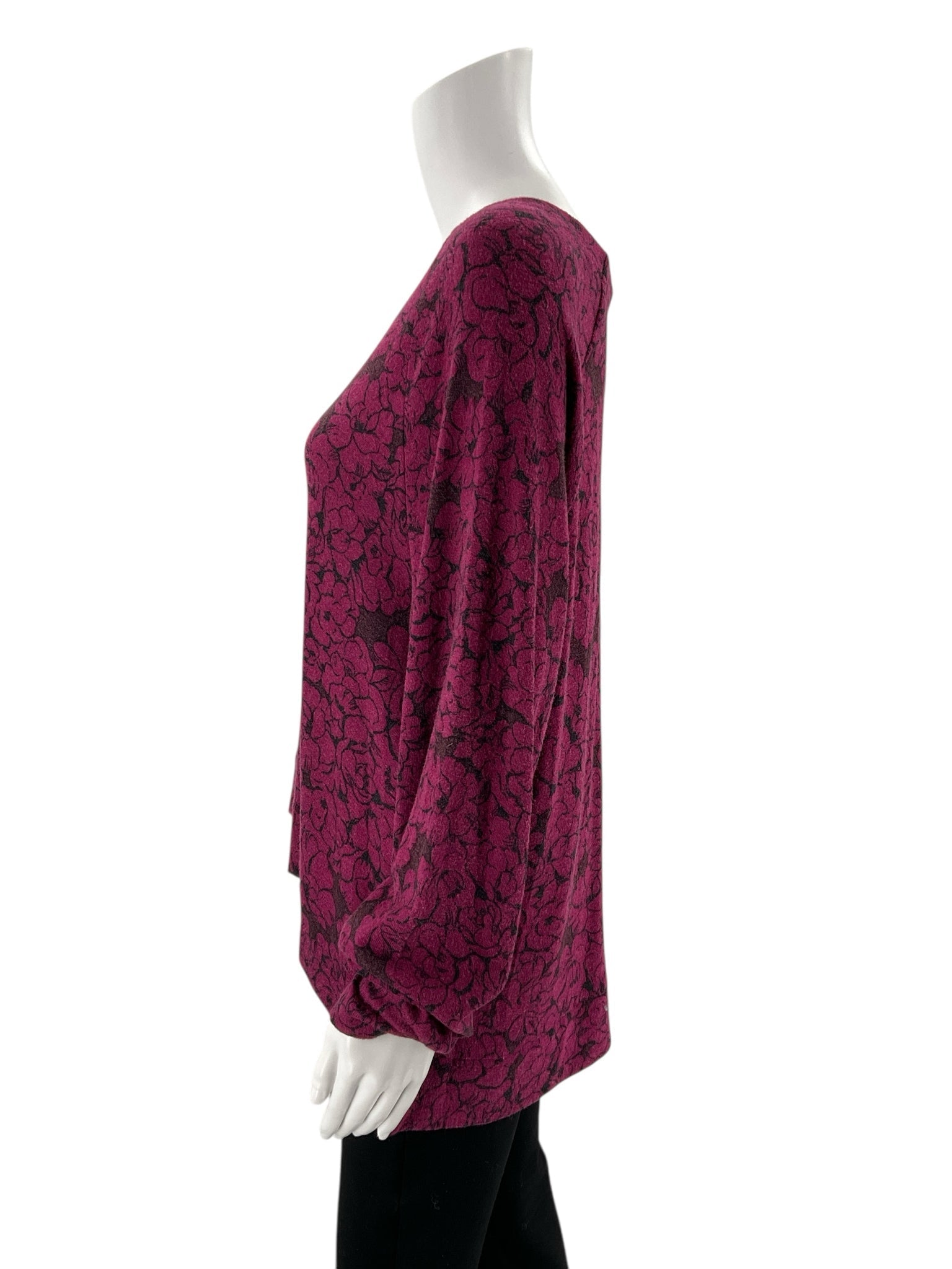 Donna Karan -  Raspberry/Black Floral Pre-Owned Ladies Casual Top - Size Medium