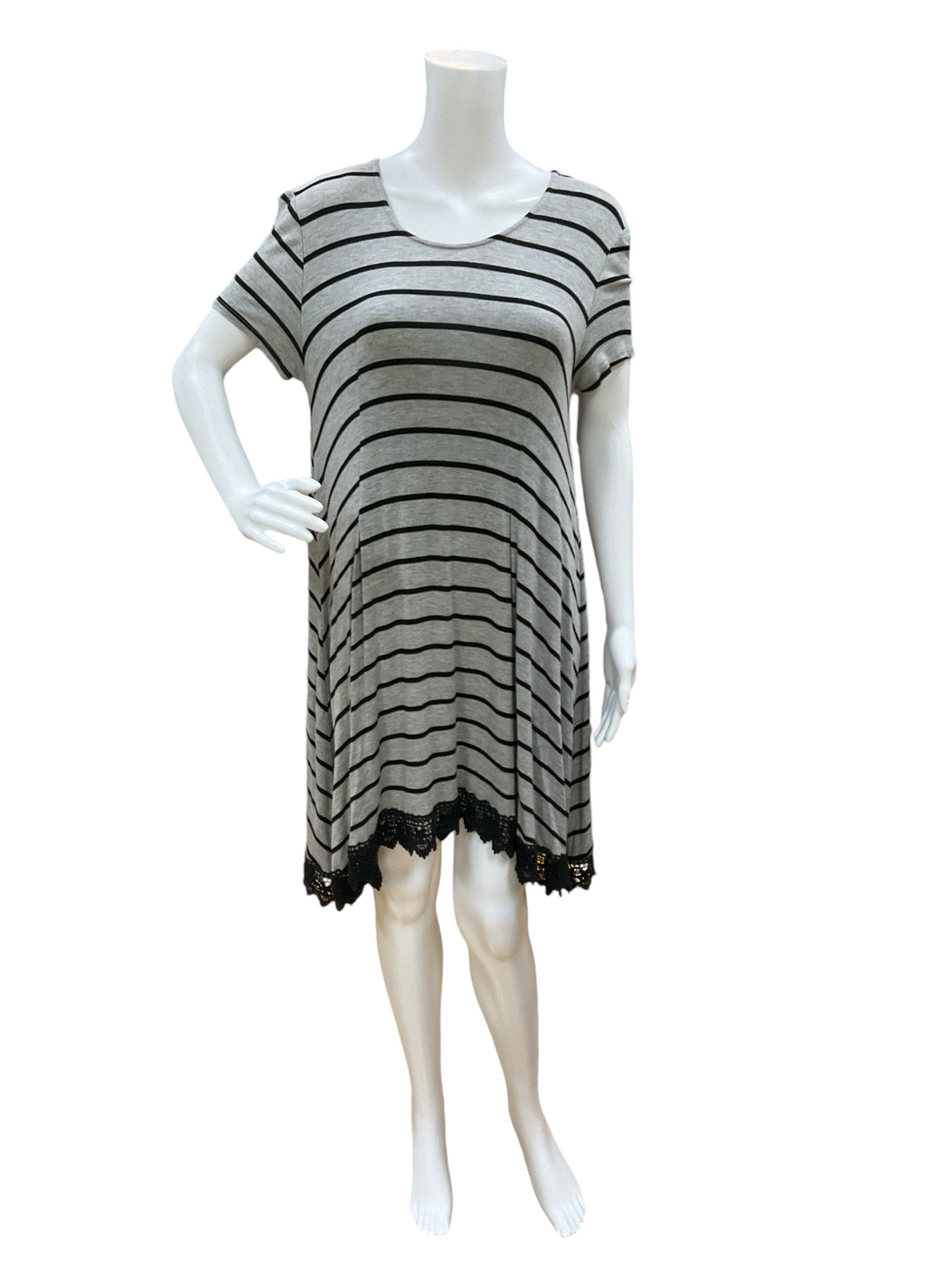 Altar'd State Gray/black Stripe Dress Size Small - front view