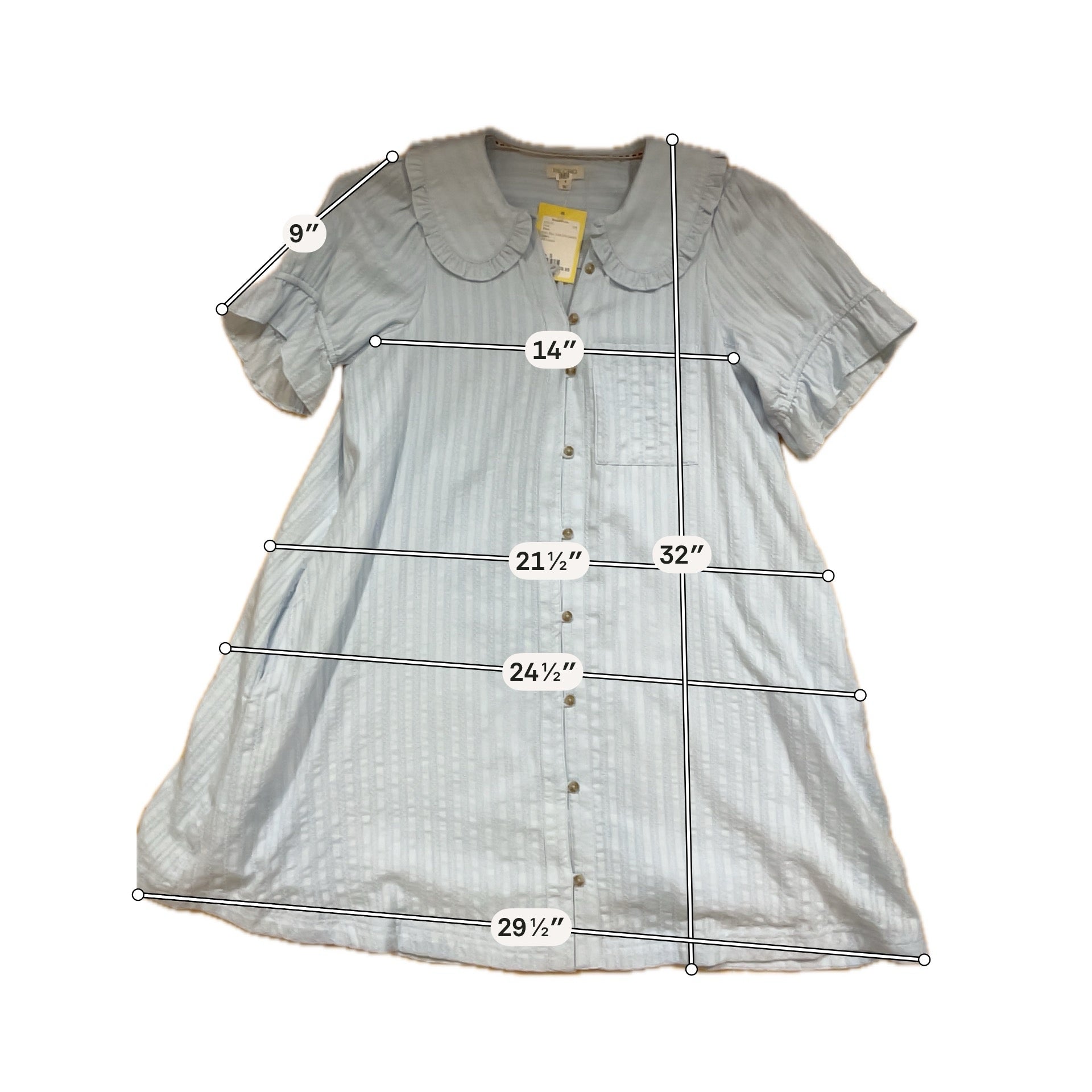 Pilcro Ruffled Babydoll Tunic Dress Blue Cotton Size Small