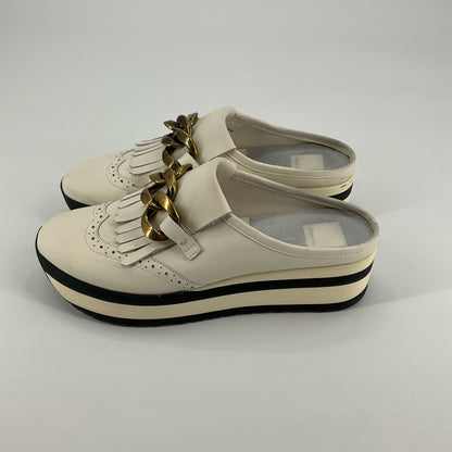 Dolce Vita Elias Kiltie Chain Platform Mules Cream Leather Size 9
