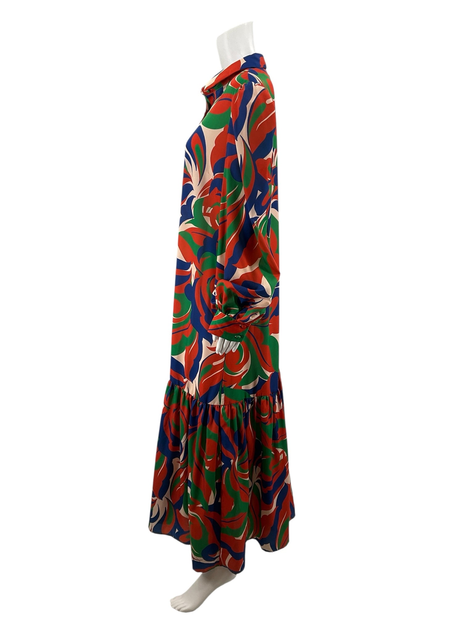 Flying Tomato rust/green/blue Boho Abstract Swirl Print Tiered Maxi Dress Size Large - Size L