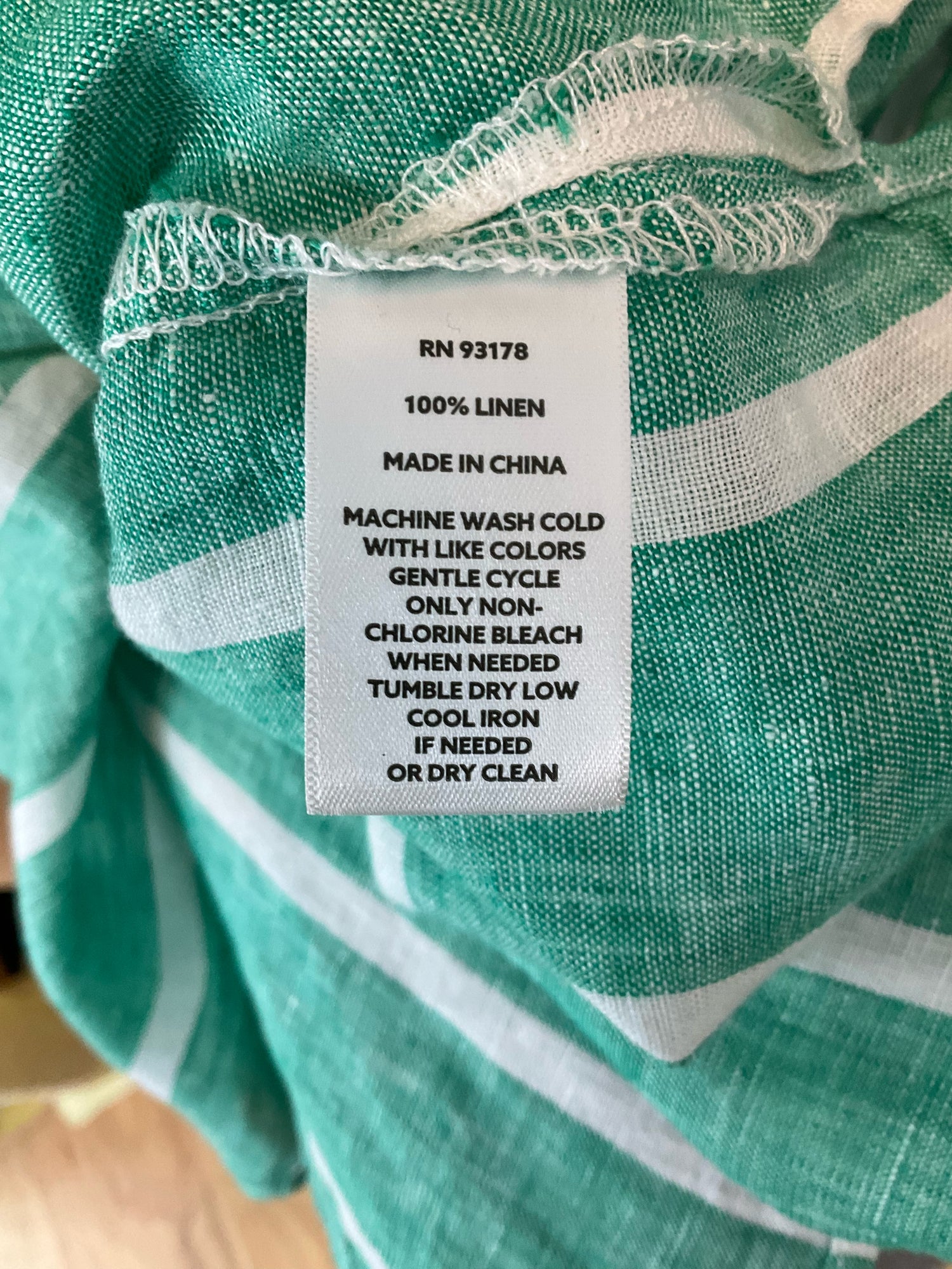 Magaschoni Green/White Button Down Green &amp; White Striped 100% Linen Button Down Shirt Size Small - Size S