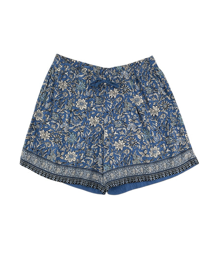 J.Jill Floral Border-Print Rayon Shorts Blue White Size Medium