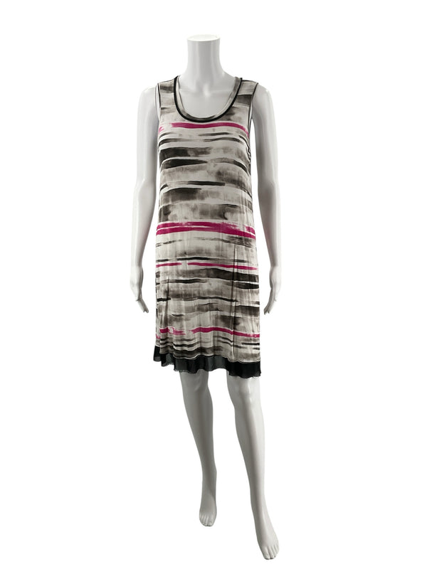 Simply Vera White/Black/Pink Print Pre-Owned Ladies Dress - Size Medium