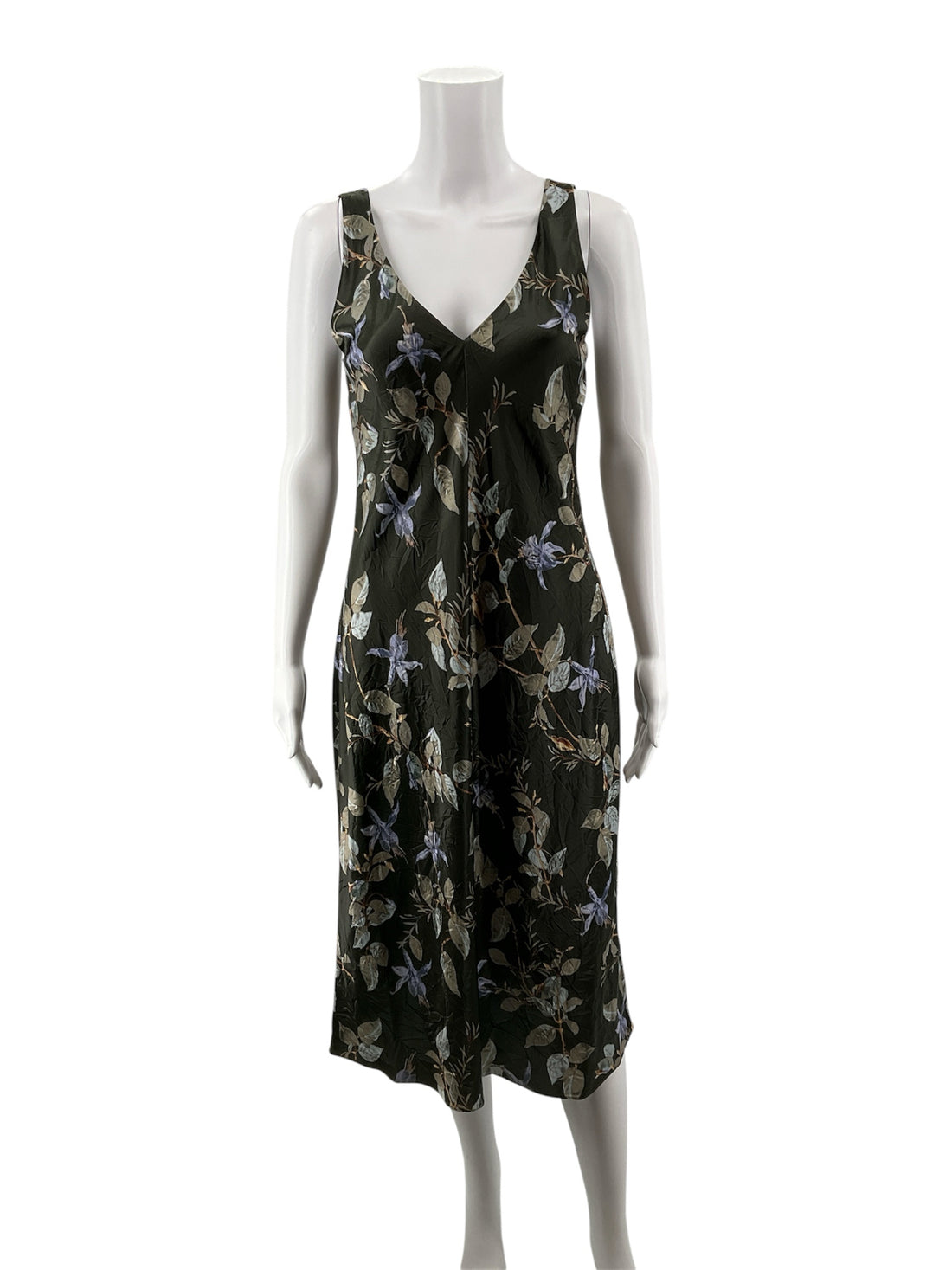 Vince Green/blue Midi Painted Vine Floral Slip Dress NWT Size XS - Size XS