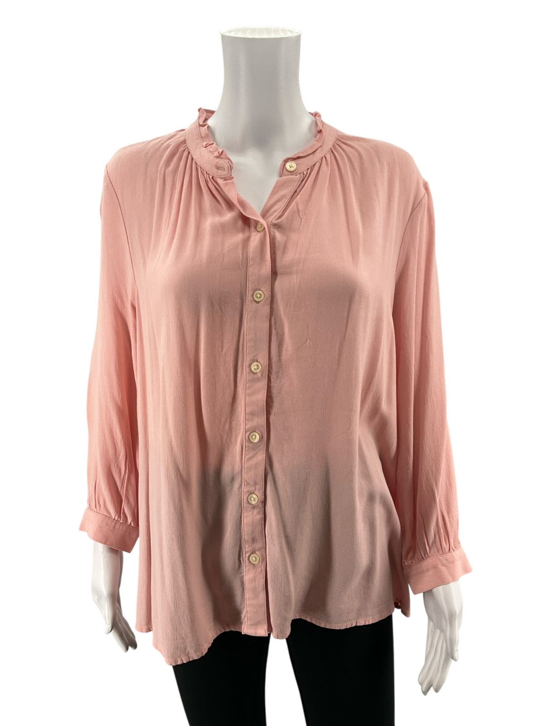 Style &amp; Co Peach Rayon 3/4 Sleeve Peasant Blouse Top Size Medium