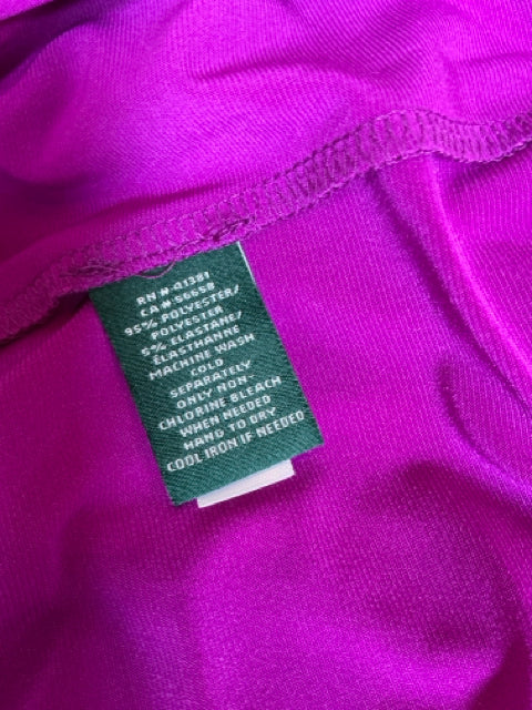 Lauren Ralph Lauren Fuchsia Cowl Neck Ruched Sheath Dress Size 16