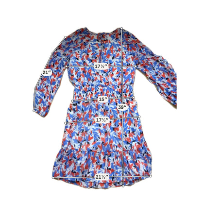Lauren Ralph Lauren Red &amp;amp; Blue Floral Long Sleeve A-Line Dress Size 12