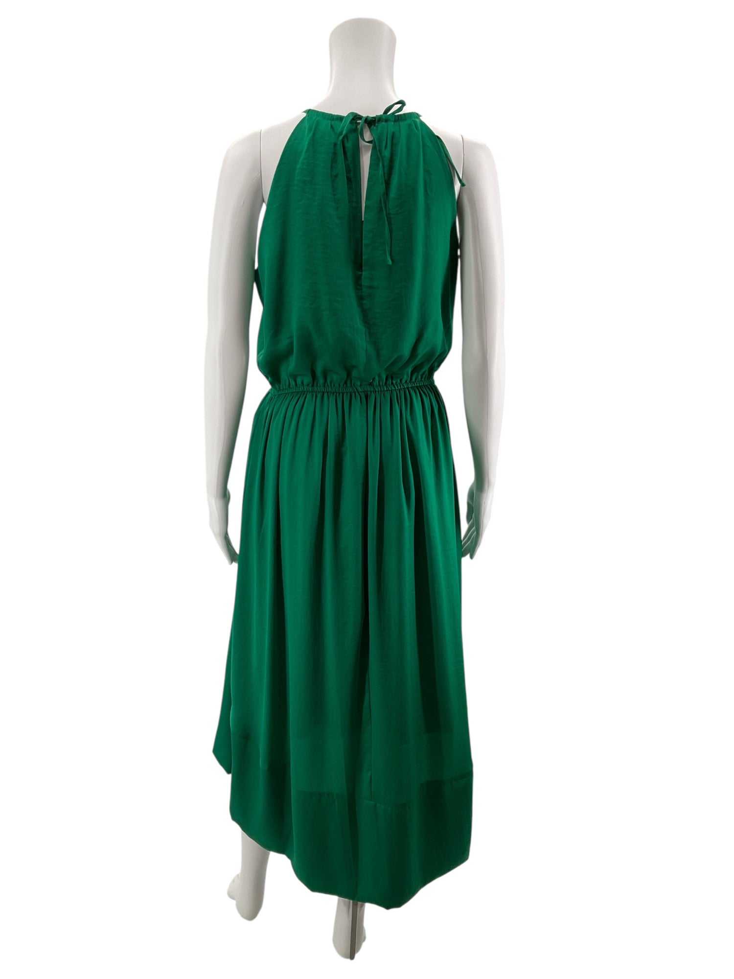 Banana Republic Emerald Green Halter Neck Tiered Hi-Lo Midi Dress Size 2