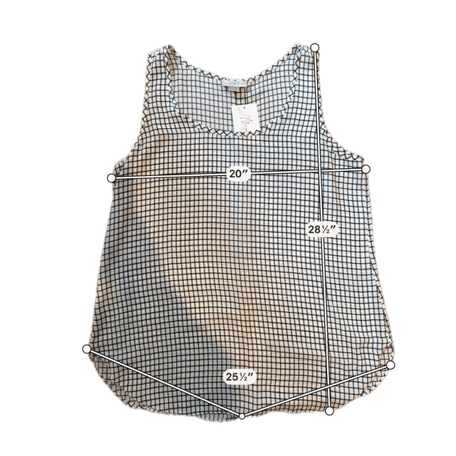 Ann Taylor LOFT Petites White &amp;amp; Black Grid Check Sleeveless Blouse Size Large Petite