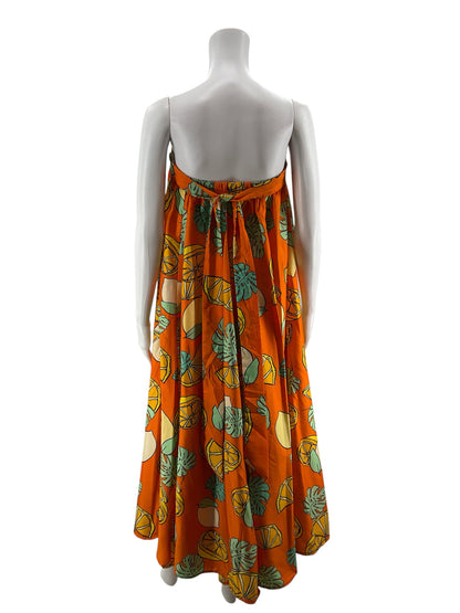 Moon Orchid Lemon Print Strapless Convertible Maxi Dress / Skirt