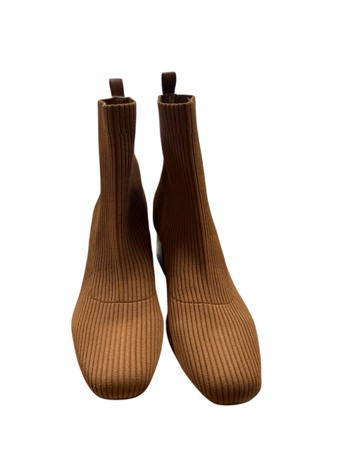 Steve Madden Amulet Camel Ribbed Knit Sock Booties Size 7