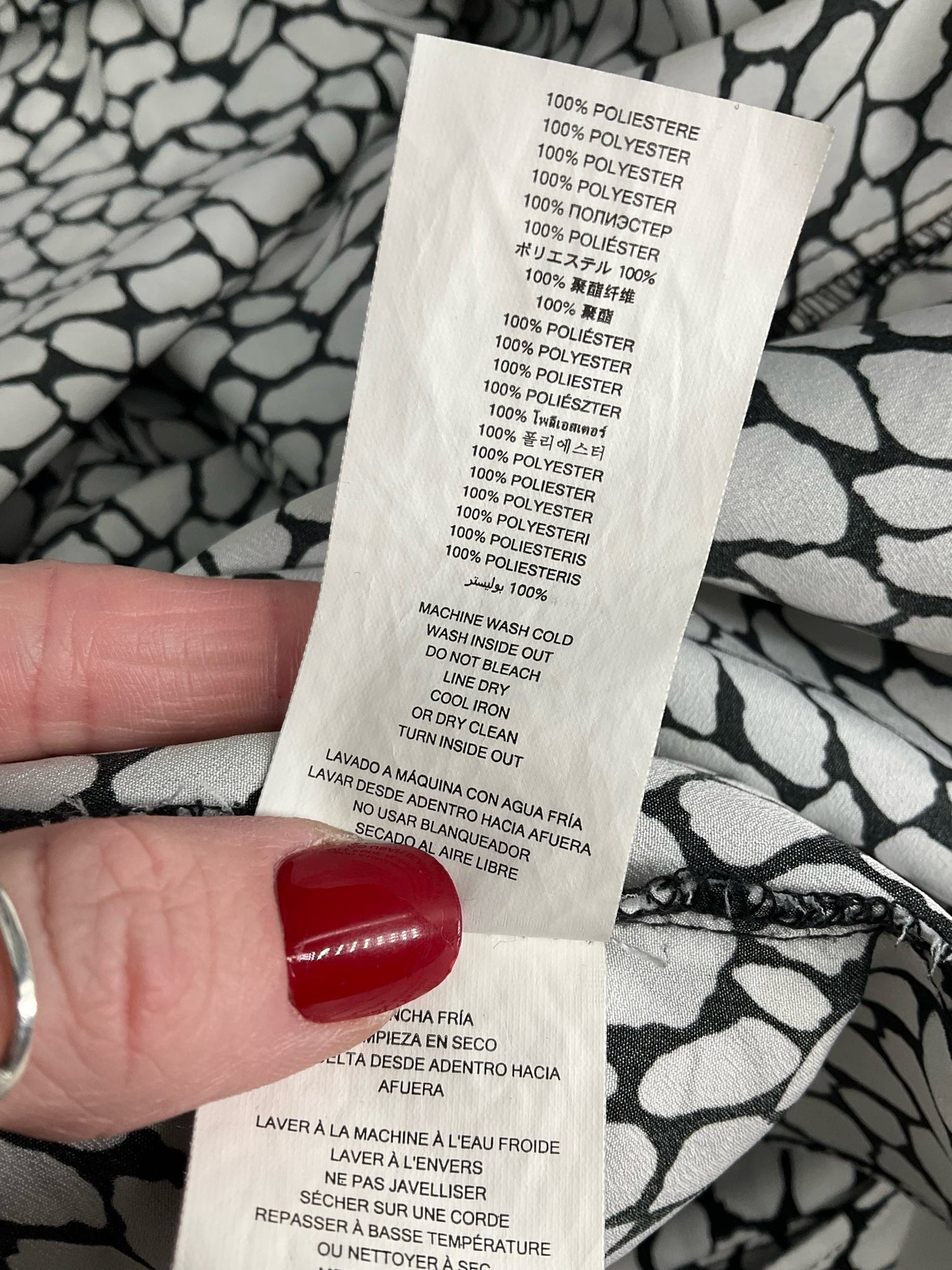 MK -  white/black Print Pre-Owned Ladies Casual Top - Size L