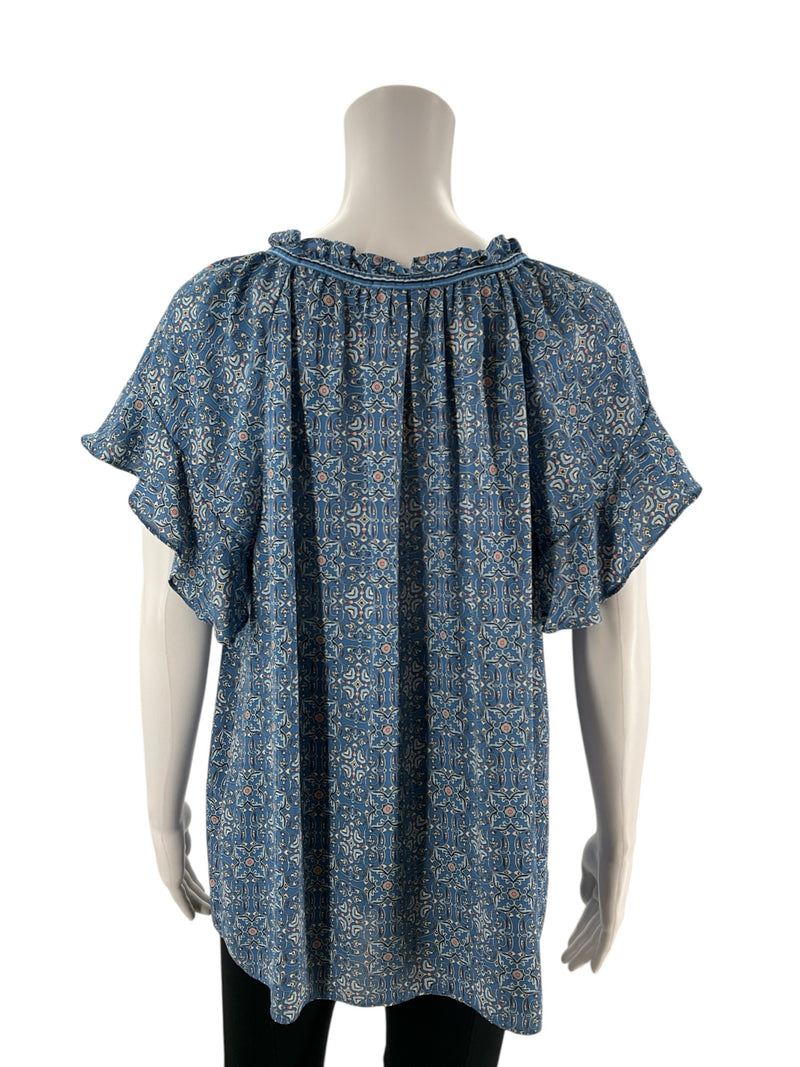 Max Studio Blue Print Pre-Owned Ladies Top - Size Large - Margaret’s Fine Consignment