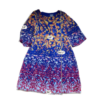 Rabbit Rabbit Rabbit Tabbi Designs Abstract Bell Sleeve Shift Dress Size 10